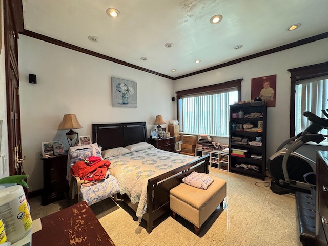 20-42 26th St, Astoria, NY 11105 - bedroom featuring ornamental molding and recessed lighting