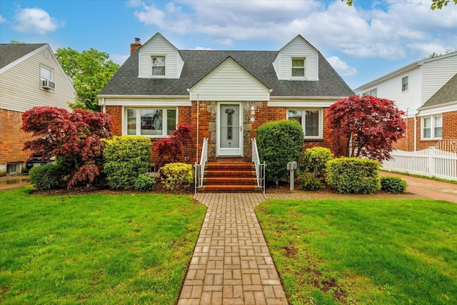 19 Croyden St, New Hyde Park, NY 11040 - cape cod-style house featuring brick siding, a chimney, and a shingled roof