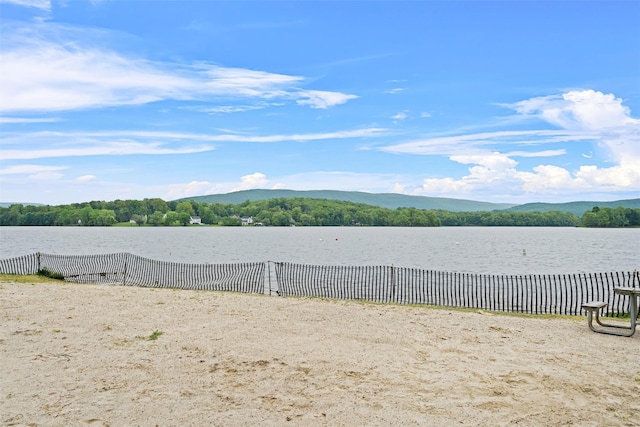 water view featuring fence