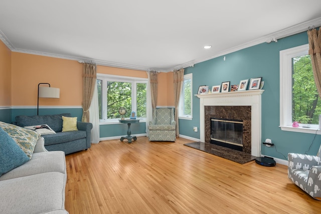 11C Piping Rock Dr, Ossining, NY 10562 - living area with plenty of natural light, wood finished floors, baseboards, ornamental molding, and a high end fireplace