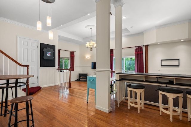 11C Piping Rock Dr, Ossining, NY 10562 - bar featuring decorative columns, plenty of natural light, and wood finished floors
