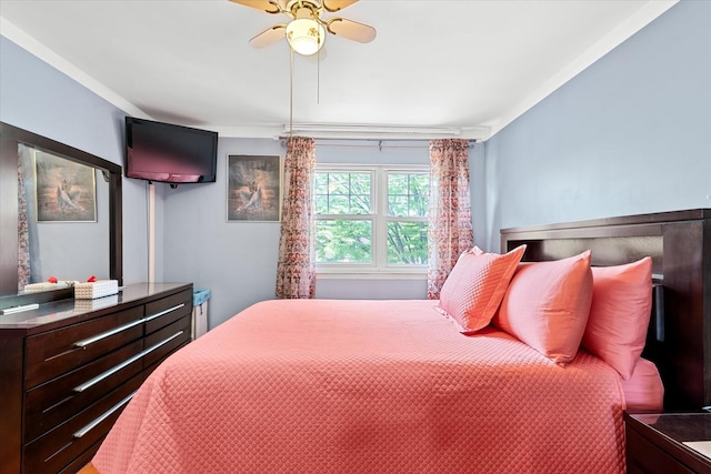 bedroom featuring ceiling fan