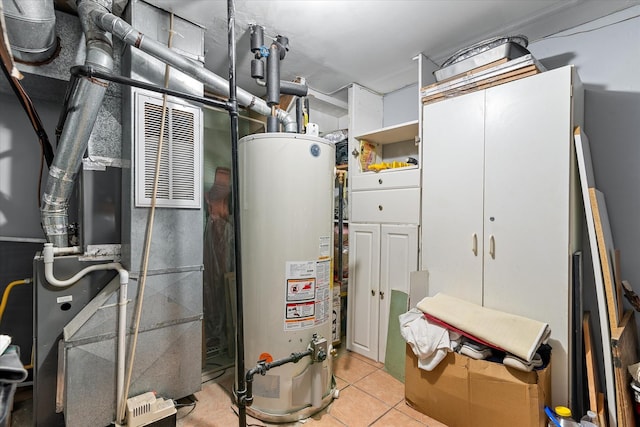 utility room with water heater and heating unit