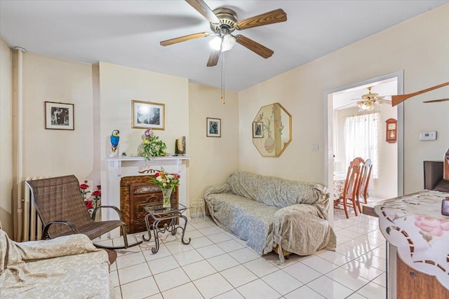 477 Berriman St, Brooklyn, NY 11208 - living area with ceiling fan and light tile patterned floors