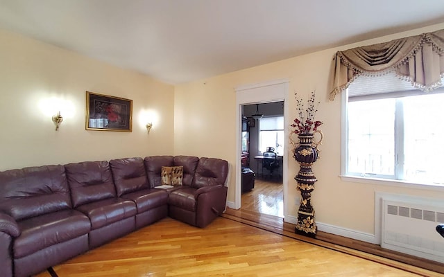 8 Lemberg Ct Unit 302, Monroe, NY 10950 - living area with radiator heating unit, light wood-style floors, and baseboards