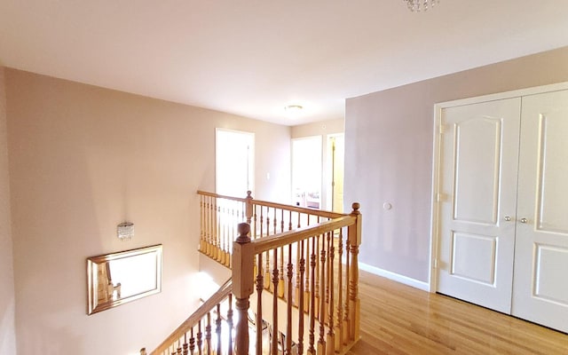 8 Lemberg Ct Unit 302, Monroe, NY 10950 - hall with an upstairs landing, light wood finished floors, and baseboards