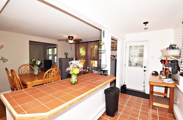 dining area featuring ceiling fan