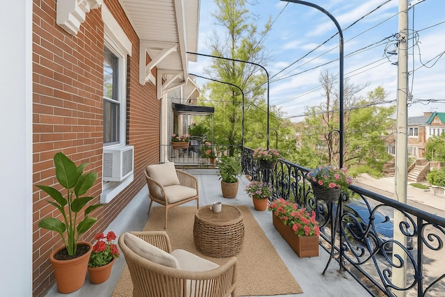 balcony with cooling unit