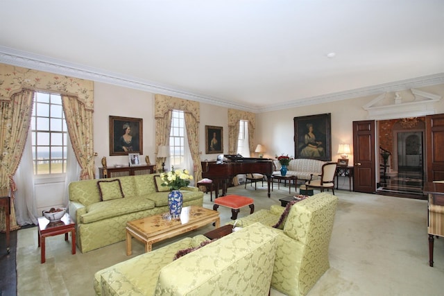 2 Wallis Ln, Nissequogue, NY 11780 - carpeted living room with ornamental molding