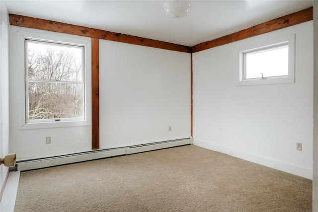26 Beckys Hill Rd, Hurleyville, NY 12747 - carpeted spare room featuring a baseboard heating unit and baseboards