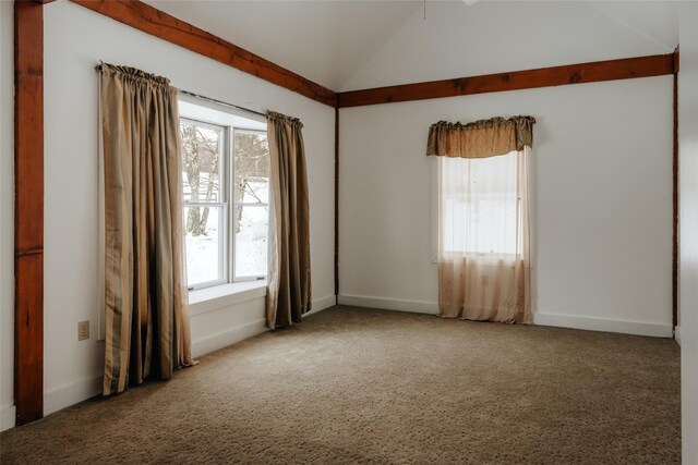 26 Beckys Hill Rd, Hurleyville, NY 12747 - carpeted empty room with plenty of natural light, vaulted ceiling, and baseboards
