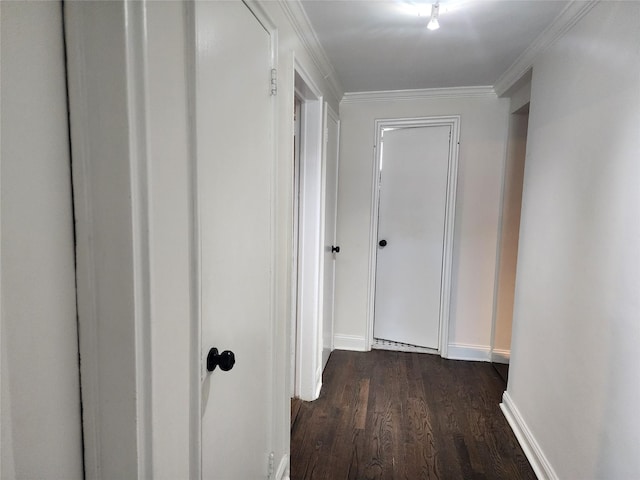 79 N Broadway Unit H, White Plains, NY 10603 - hallway with dark wood-style flooring, baseboards, and ornamental molding