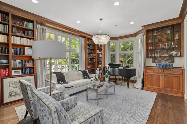 2 Cerf Ln, Mount Kisco, NY 10549 - living room with a chandelier, wood finished floors, and recessed lighting