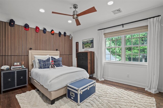 2 Cerf Ln, Mount Kisco, NY 10549 - bedroom featuring recessed lighting, baseboards, wood finished floors, and ceiling fan