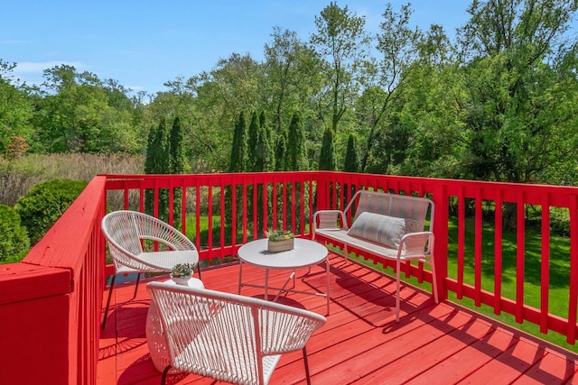 40 Brookby Rd, Scarsdale, NY 10583 - wooden terrace with a forest view