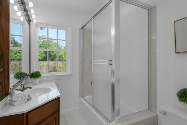 40 Brookby Rd, Scarsdale, NY 10583 - bathroom featuring toilet, vanity, and bath / shower combo with glass door