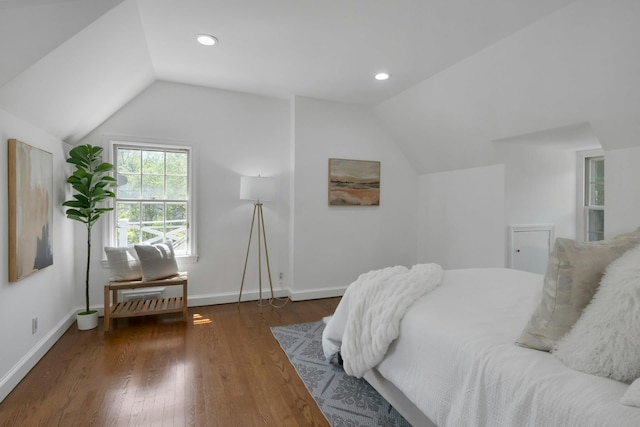 40 Brookby Rd, Scarsdale, NY 10583 - bedroom with lofted ceiling, baseboards, wood finished floors, and recessed lighting