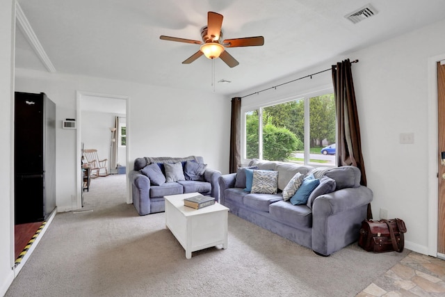 10 Van Wyck Dr, Poughkeepsie, NY 12601 - living room featuring ceiling fan and light colored carpet