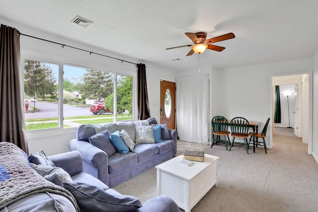 10 Van Wyck Dr, Poughkeepsie, NY 12601 - living room featuring healthy amount of natural light, ceiling fan, and light colored carpet