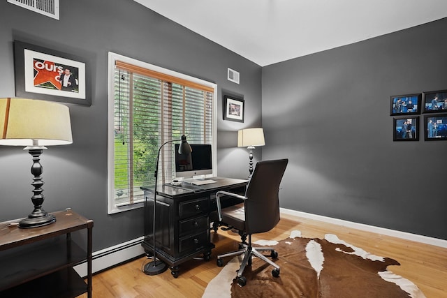 12 Rockridge Rd, Ardsley, NY 10502 - office featuring baseboard heating, wood finished floors, and baseboards
