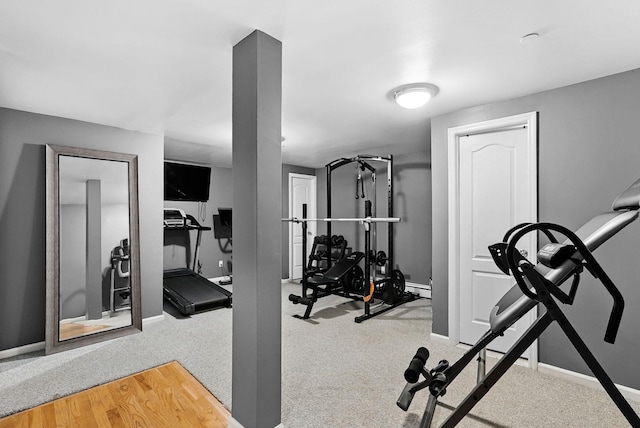 12 Rockridge Rd, Ardsley, NY 10502 - exercise room with carpet, baseboards, and a baseboard radiator