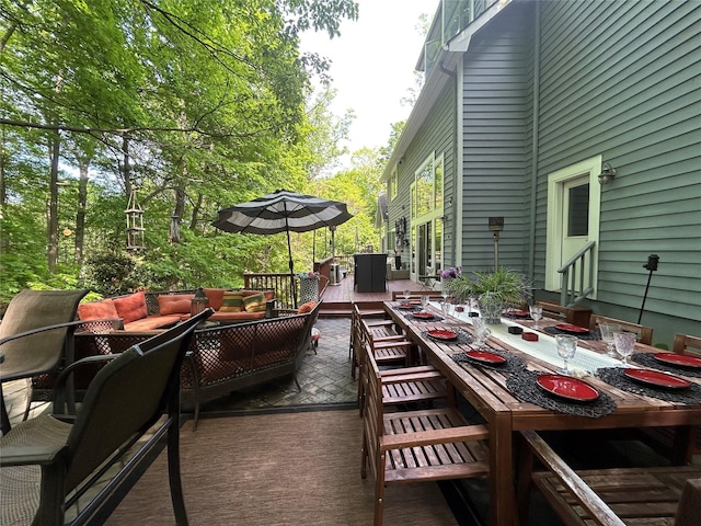 12 Rockridge Rd, Ardsley, NY 10502 - view of patio featuring an outdoor living space, entry steps, outdoor dining area, and a deck