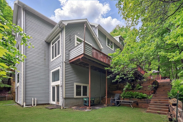 12 Rockridge Rd, Ardsley, NY 10502 - rear view of property featuring stairway, a yard, and a deck