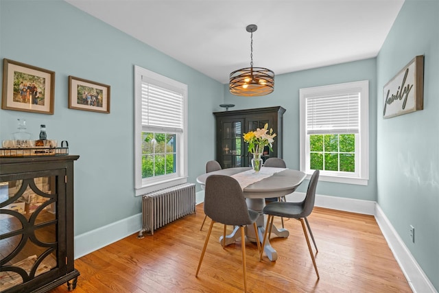 14 Mercer St, Middletown, NY 10940 - dining area featuring radiator heating unit, baseboards, and light wood-style floors