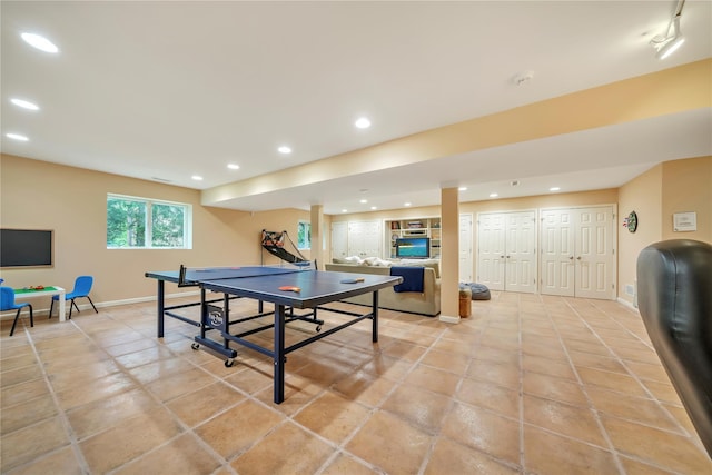 4 Bobby Close, Mamaroneck, NY 10543 - playroom featuring recessed lighting, baseboards, and light tile patterned floors