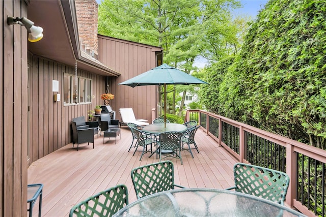 4 Bobby Close, Mamaroneck, NY 10543 - wooden terrace featuring outdoor dining area