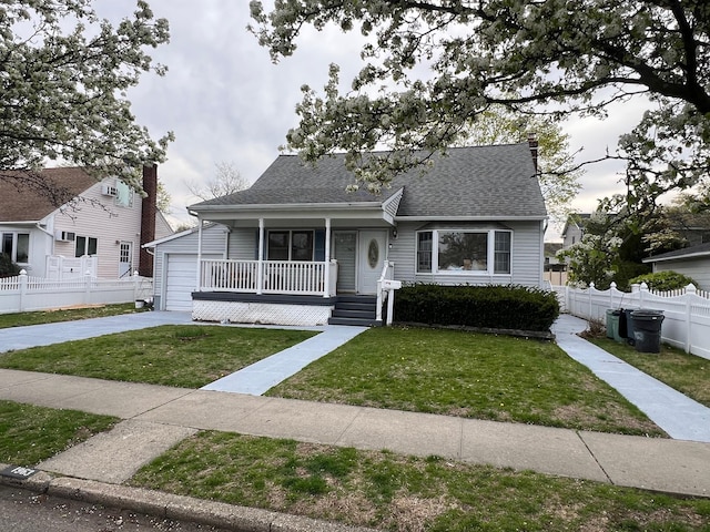 1963 Central Dr N, East Meadow, NY 11554 - bungalow featuring covered porch, a shingled roof, a garage, and driveway