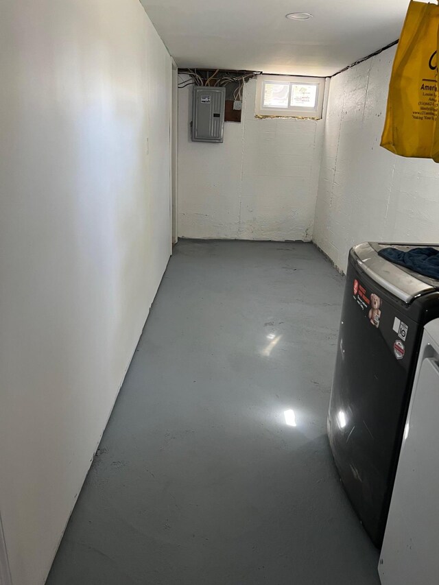 1963 Central Dr N, East Meadow, NY 11554 - below grade area with electric panel and washer / clothes dryer