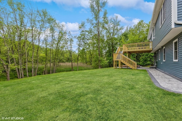 6 Reina Ct, Valley Cottage, NY 10989 - view of green lawn featuring stairs and a wooden deck