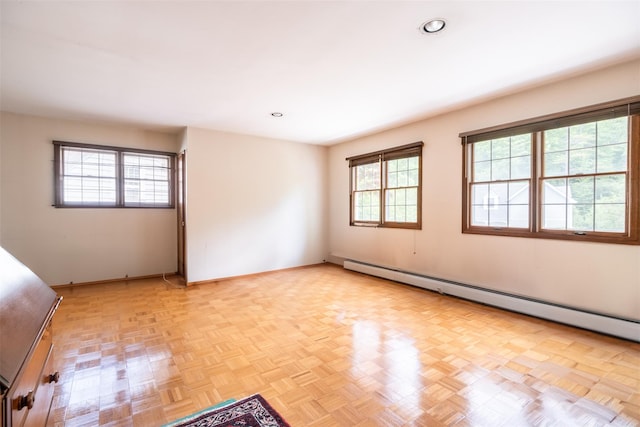 19 Reynal Rd, White Plains, NY 10605 - unfurnished room with baseboard heating, baseboards, and recessed lighting