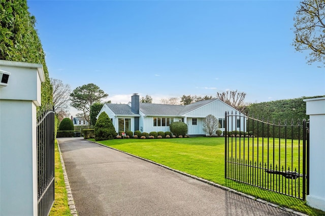 view of front of property with a chimney