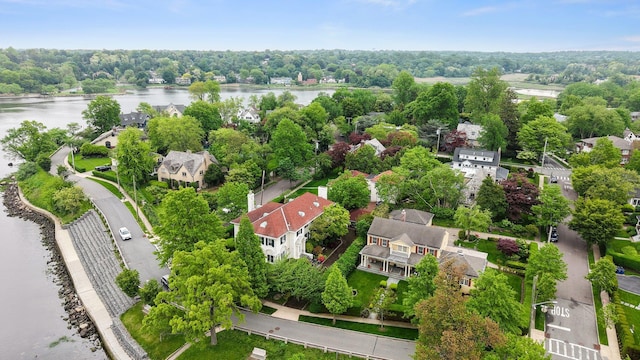 10-08 Shore Rd, Douglaston, NY 11363 - aerial view of residential area featuring a nearby body of water and a tree filled landscape