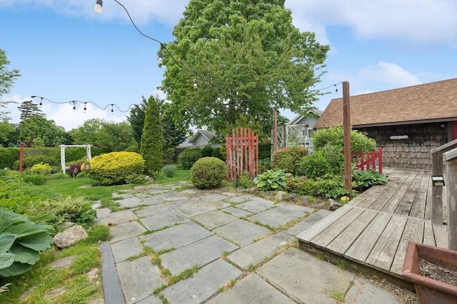 2600 Garden St, Baldwin, NY 11510 - view of yard with a wooden deck and a patio area