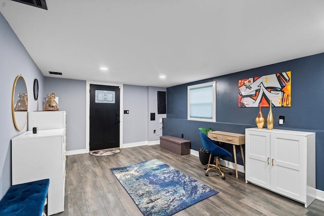 181 Central Park Rd E, Plainview, NY 11803 - office area featuring wood finished floors, recessed lighting, and baseboards