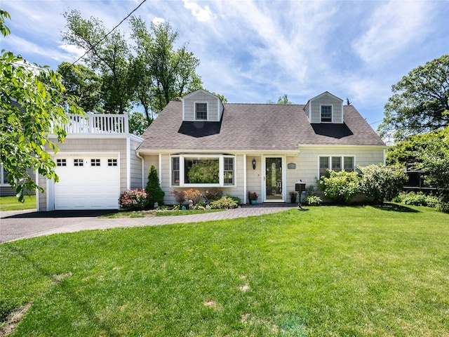 94 Shadyside Ave, Port Washington, NY 11050 - view of front facade featuring a garage, roof with shingles, a front lawn, and driveway