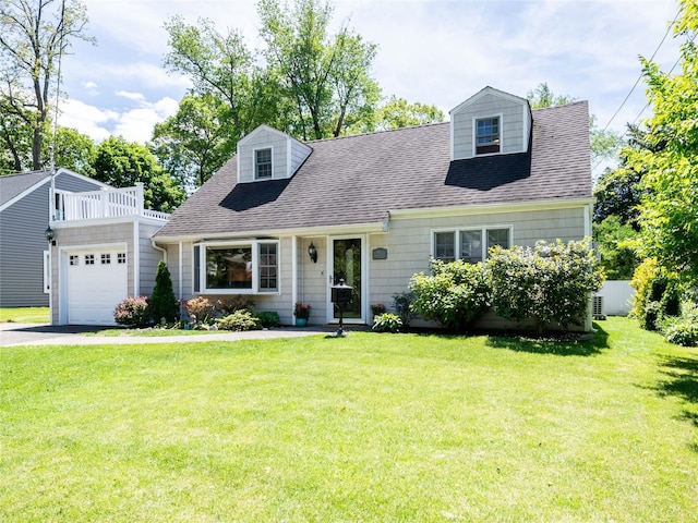 94 Shadyside Ave, Port Washington, NY 11050 - cape cod home with roof with shingles, a front lawn, a garage, and driveway