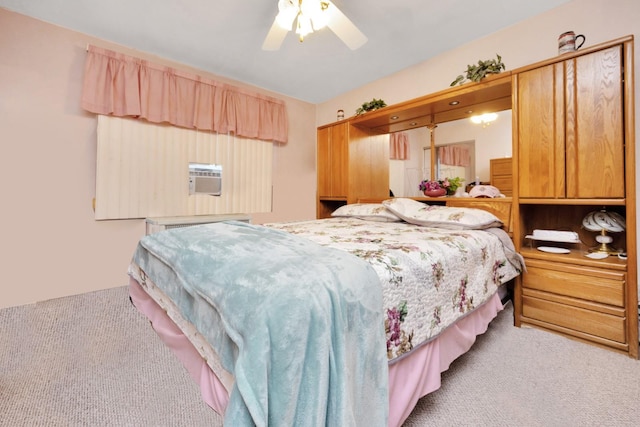 carpeted bedroom featuring a ceiling fan
