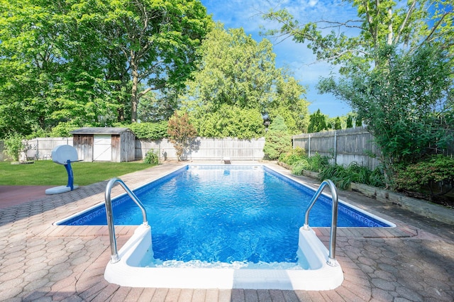 105 1st Ave, Kings Park, NY 11754 - view of pool with a fenced backyard and a storage shed