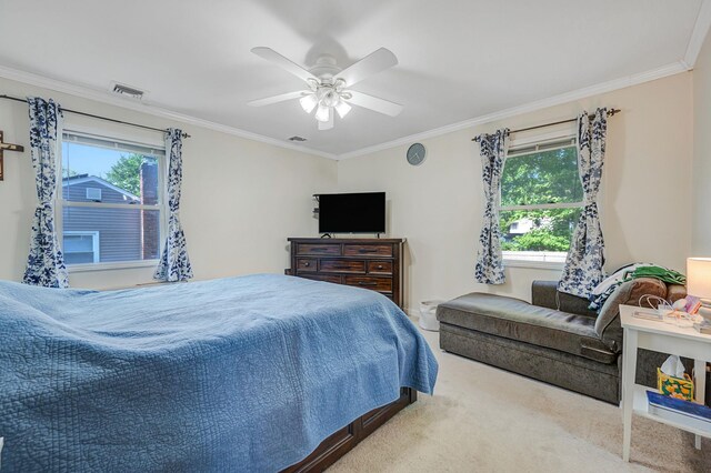 105 1st Ave, Kings Park, NY 11754 - bedroom featuring carpet floors, crown molding, and ceiling fan