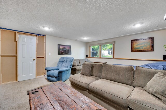 105 1st Ave, Kings Park, NY 11754 - carpeted living room featuring a textured ceiling and recessed lighting