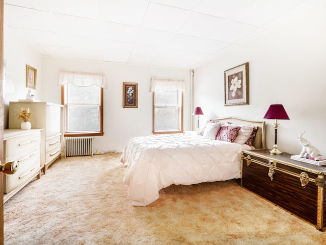 2182 Old Rte 17, Roscoe, NY 12776 - bedroom with radiator, light carpet, and a drop ceiling
