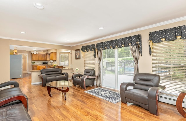 10 Northwood Ct, Dix Hills, NY 11746 - living area with light wood-style floors, crown molding, and recessed lighting