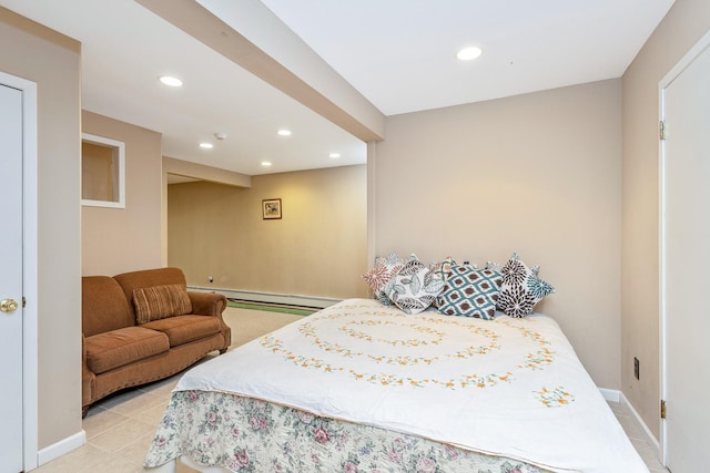 10 Northwood Ct, Dix Hills, NY 11746 - bedroom with recessed lighting, a baseboard heating unit, and baseboards