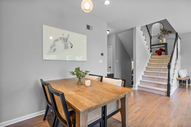 40 Peter Turner Rd, Monroe, NY 10950 - dining room with stairs, wood finished floors, baseboards, and recessed lighting