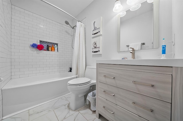 40 Peter Turner Rd, Monroe, NY 10950 - full bath with marble look tiles, toilet, vanity, and shower / bath combo with shower curtain