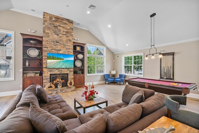 40 Peter Turner Rd, Monroe, NY 10950 - game room with lofted ceiling, wood finished floors, billiards table, baseboards, and ornamental molding